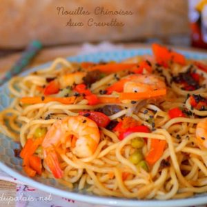 Nouilles chinoises aux crevettes et légumes