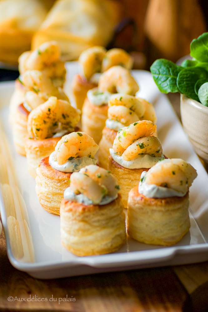 mini feuilletés aux crevettes et Boursin