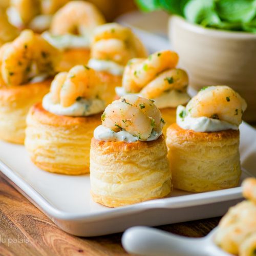 Feuilletés aux crevettes et fromage frais (vol au vent)