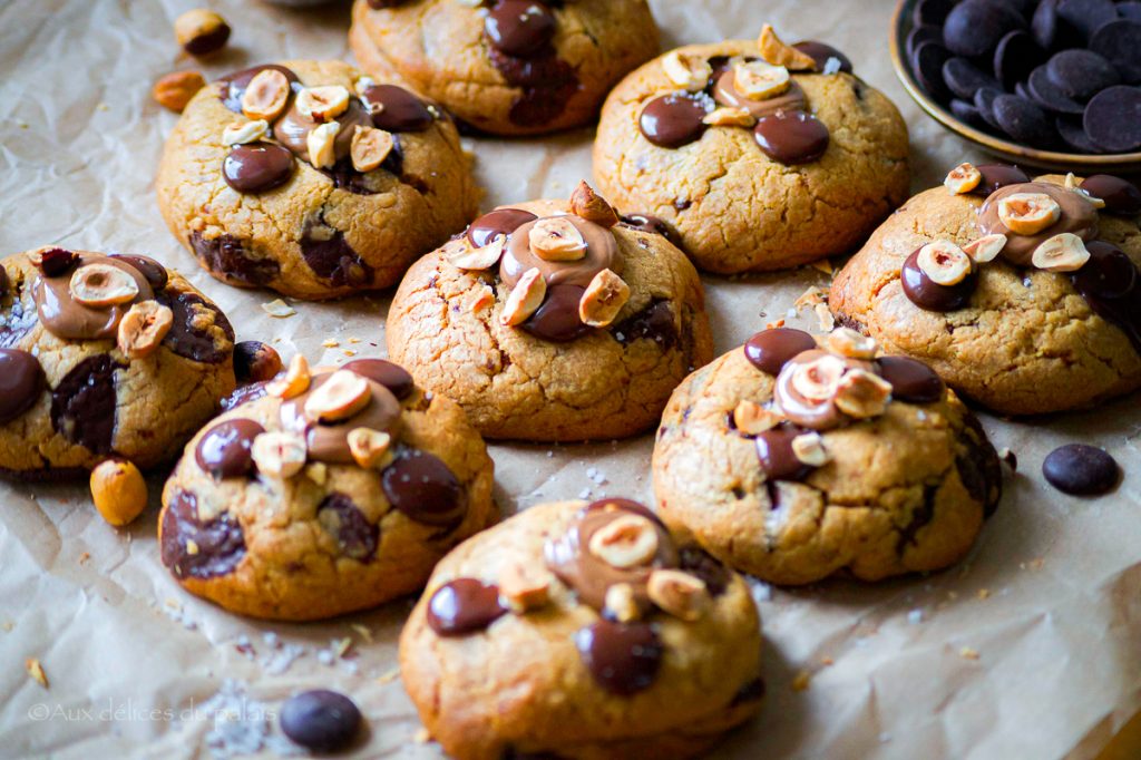 Cookies Chocolat Noisettes Et Praliné · Aux Délices Du Palais