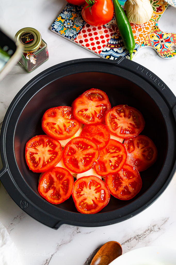 Tajine sans viande avec pomme du terre et petit pois