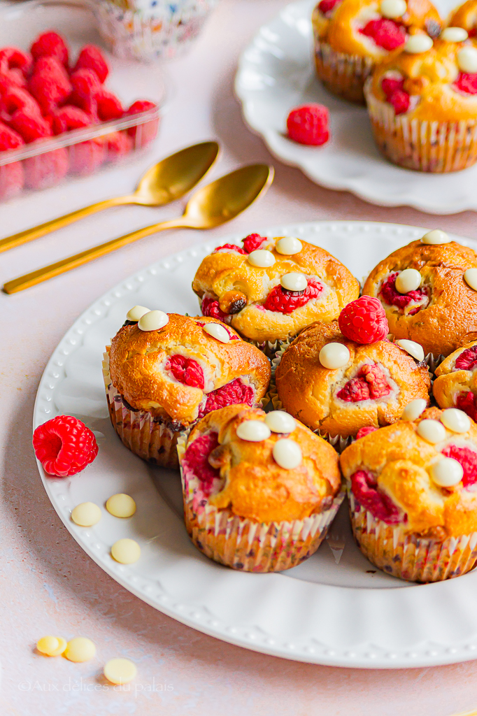 Muffins aux framboises et chocolat blanc