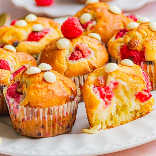 Muffins aux framboises et chocolat blanc