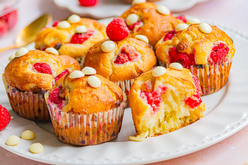 Muffins aux framboises et chocolat blanc