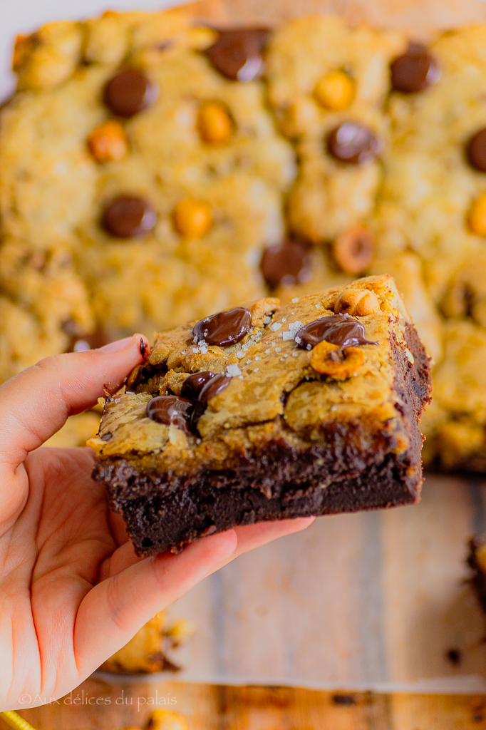 Brookies recette gâteau (mi-brownie, mi-cookies)