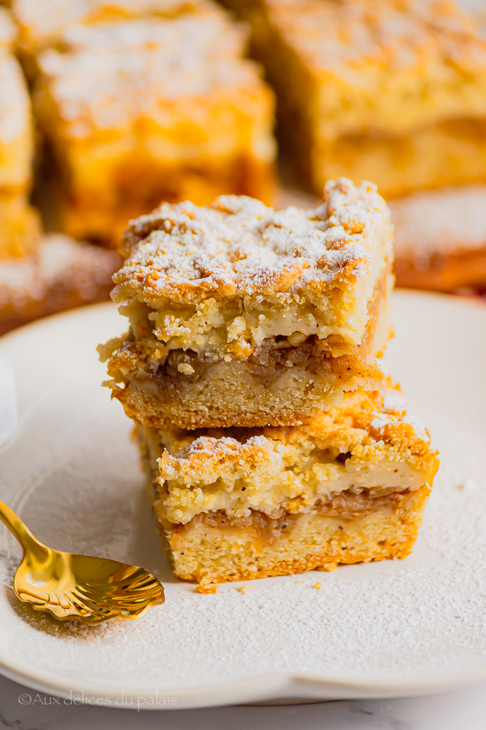 Gâteau crumble aux pommes et crème pâtissière