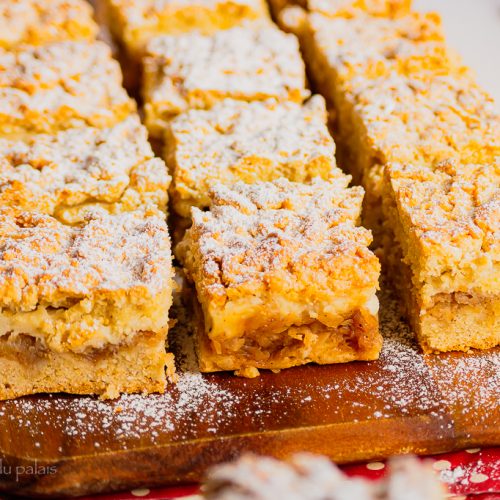 Gâteau crumble aux pommes et crème pâtissière