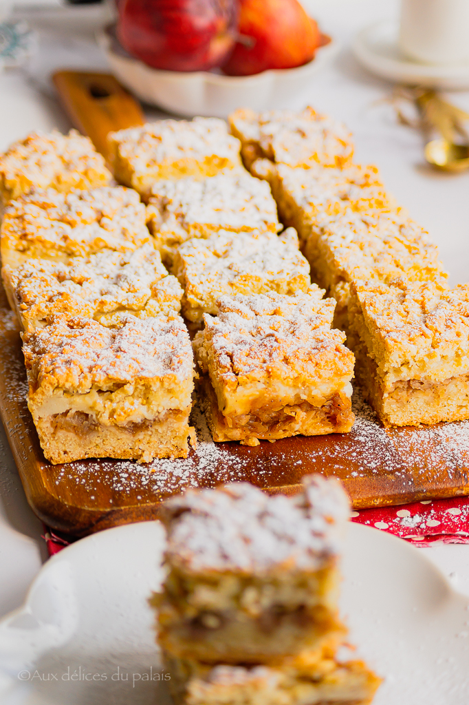 Gâteau crumble aux pommes et crème pâtissière