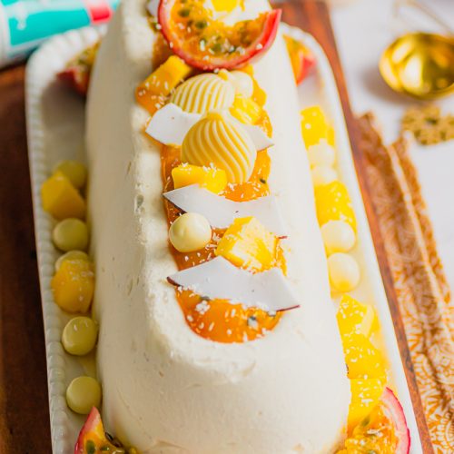 Bûche glacée exotique (mangue, coco et passion)